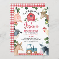 Blauer Traktor Karierter Bauernhof Geburtstag