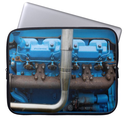 Blauer Traktormotor Laptopschutzhülle (Vorderseite)