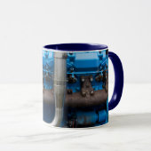 Blauer Traktormotor Tasse (VorderseiteRechts)