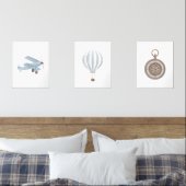 Blauer Transport Kinderzimmer Decor Biplane Kompas Bilderwand Sets (Schlafzimmer)