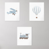 Blauer Transport Kinderzimmer Dekor Biplane Bahn Bilderwand Sets (Vorderseite)