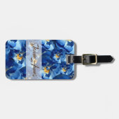 Blauer Traum, Rose Blumenstempel Gepäckanhänger (Vorderseite horizontal)