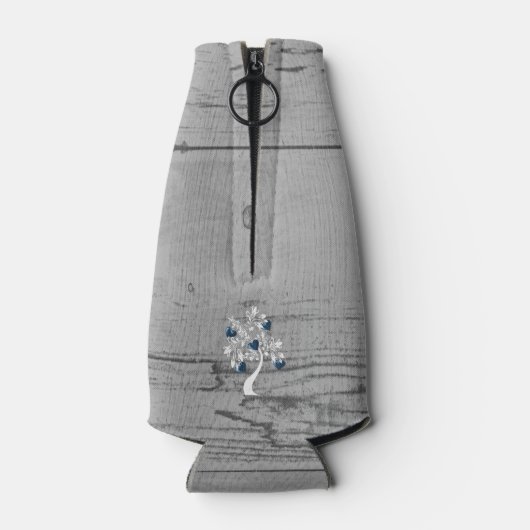 Blauer Tree des Herzens Personalisierte Flasche Co Flaschenkühler (Rückseite)