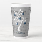 Blauer Tree des Herzens Personalisierte Latte-Tass Milchtasse (Vorderseite)