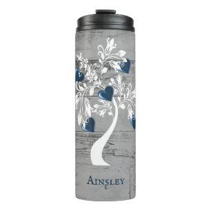 Blauer Tree des Personalisierten Herztumors Thermosbecher