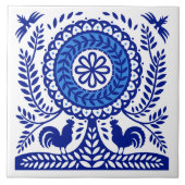 Blauer Tree Polnischer Folk Tile Fliese (Vorderseite)