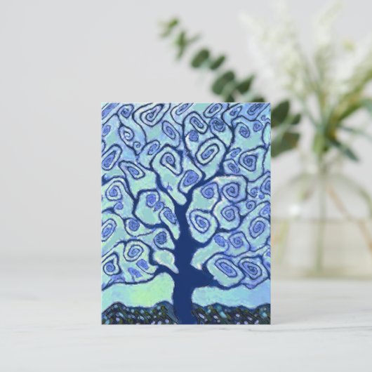 Blauer Tree Postkarte (Stehend Vorderseite)