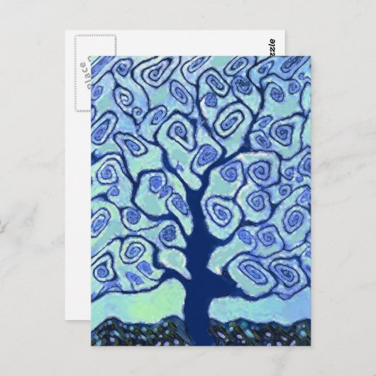 Blauer Tree Postkarte (Vorne/Hinten)