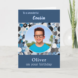 Blauer Trendiger Moderner Geburtstag Cousin Benutz Karte