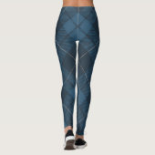 Blauer Trendy diagonaler Tartan kariert Leggings (Rückseite)