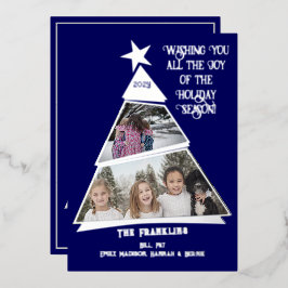 Blauer Treppenspass und modernes Foto Folien Feiertagskarte