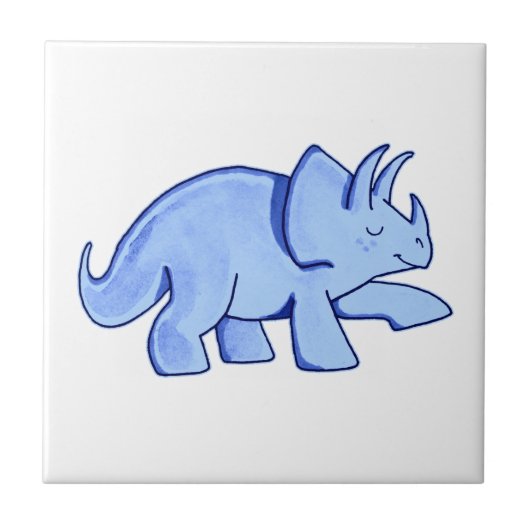 Blauer Triceratops Fliese (Vorderseite)