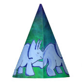 Blauer Triceratops-Papier-Party-Hut Partyhütchen (Rückseite)