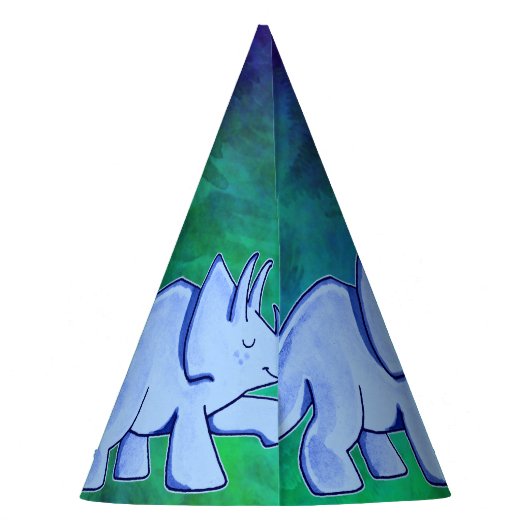 Blauer Triceratops-Papier-Party-Hut Partyhütchen (Rückseite)