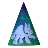 Blauer Triceratops-Papier-Party-Hut Partyhütchen (Vorderseite)