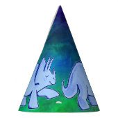 Blauer Triceratops-Papier-Party-Hut Partyhütchen (Links)