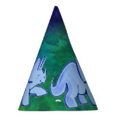 Blauer Triceratops-Papier-Party-Hut Partyhütchen (Rechts)