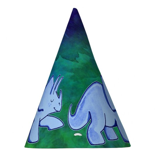 Blauer Triceratops-Papier-Party-Hut Partyhütchen (Rechts)