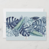 Blauer Tropenblätterstreifen Quinceñera Einladung (Rückseite)