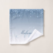 Blauer Tropf Glitzer Badetuch Set (Waschlappen)