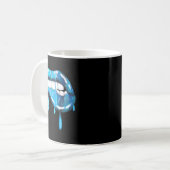 Blauer tropfender Lippenstift-Effekt der 80er Kaffeetasse (Vorderseite Links)