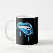 Blauer tropfender Lippenstift-Effekt der 80er Kaffeetasse (Links)