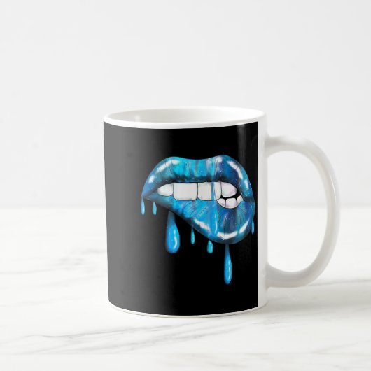 Blauer tropfender Lippenstift-Effekt der 80er Kaffeetasse (Rechts)
