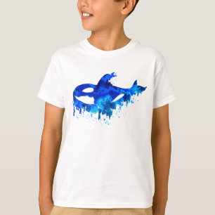 Blauer tropfender Orca T-Shirt