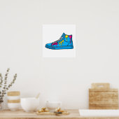 Blauer Tropfpinsel Sneaker Poster (Küche)