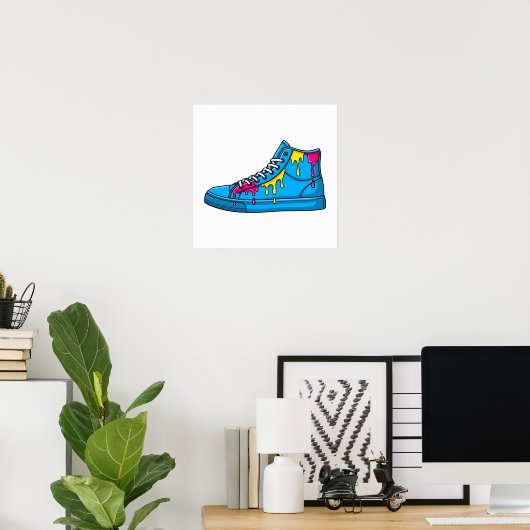 Blauer Tropfpinsel Sneaker Poster (Heimbüro)
