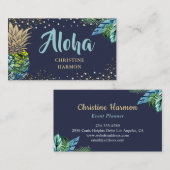 Blauer tropischer Ananas-Strand Visitenkarte (Vorne/Hinten)