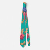 Blauer tropischer Flora Necktie Krawatte (Vorderseite)