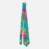 Blauer tropischer Flora Necktie Krawatte (Rückseite)