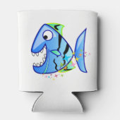 Blauer tropischer Piranha mit Sternen Dosenkühler (Rückseite)