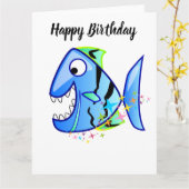 Blauer tropischer Piranha mit Sternen Karte (Gelbe Blume)