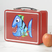 Blauer tropischer Piranha mit Sternen Metall Brotdose (Beispiel)