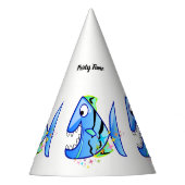 Blauer tropischer Piranha mit Sternen Partyhütchen (Vorderseite)