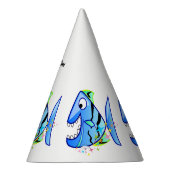 Blauer tropischer Piranha mit Sternen Partyhütchen (Rechts)