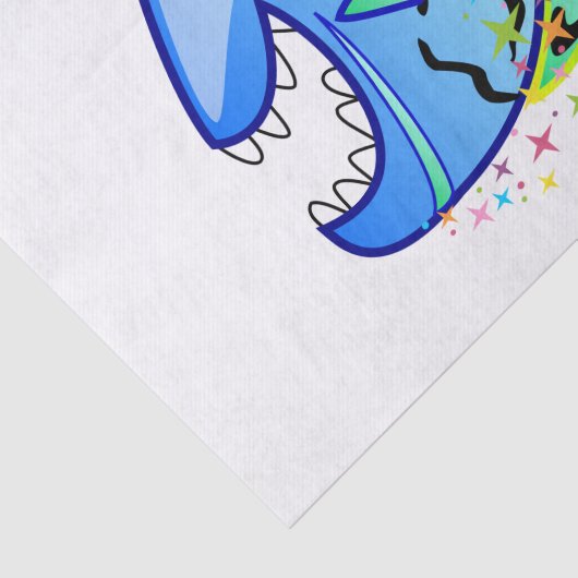 Blauer tropischer Piranha mit Sternen Seidenpapier (Ausschnitt)