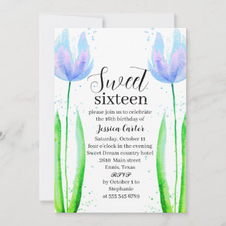 Blauer Tulips Bläsersüß 16 Sechzehn Einladung