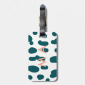 Blauer Tupfen orangefarbener Pastell-Monogramm-Man Gepäckanhänger (Rückseite vertikal)