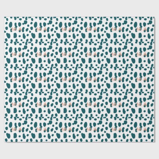 Blauer Tupfen orangefarbener Pastell-Monogramm-Man Geschenkpapier (Flach)