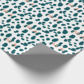 Blauer Tupfen orangefarbener Pastell-Monogramm-Man Geschenkpapier (Ecke)