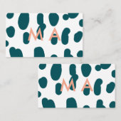 Blauer Tupfen orangefarbener Pastell-Monogramm-Man Visitenkarte (Vorne/Hinten)