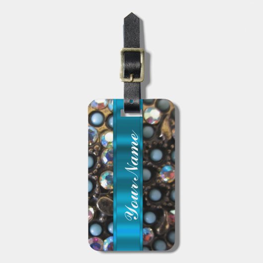 Blauer Türkis gebördelt Gepäckanhänger (Vorderseite vertikal)