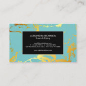 Blauer Türkis Golden Foil Visitenkarte (Rückseite)