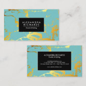 Blauer Türkis Golden Foil Visitenkarte (Vorne/Hinten)