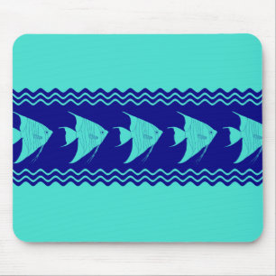 Blauer Türkis Küsten-Engelfisch Streifen Mousepad