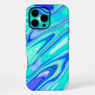 Blauer türkisfarbener Abstrakter Marmor Texture Li iPhone 16 Pro Max Hülle