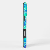 Blauer türkisfarbener Abstrakter Marmor Texture Li iPhone Hülle (Rechte Seite)